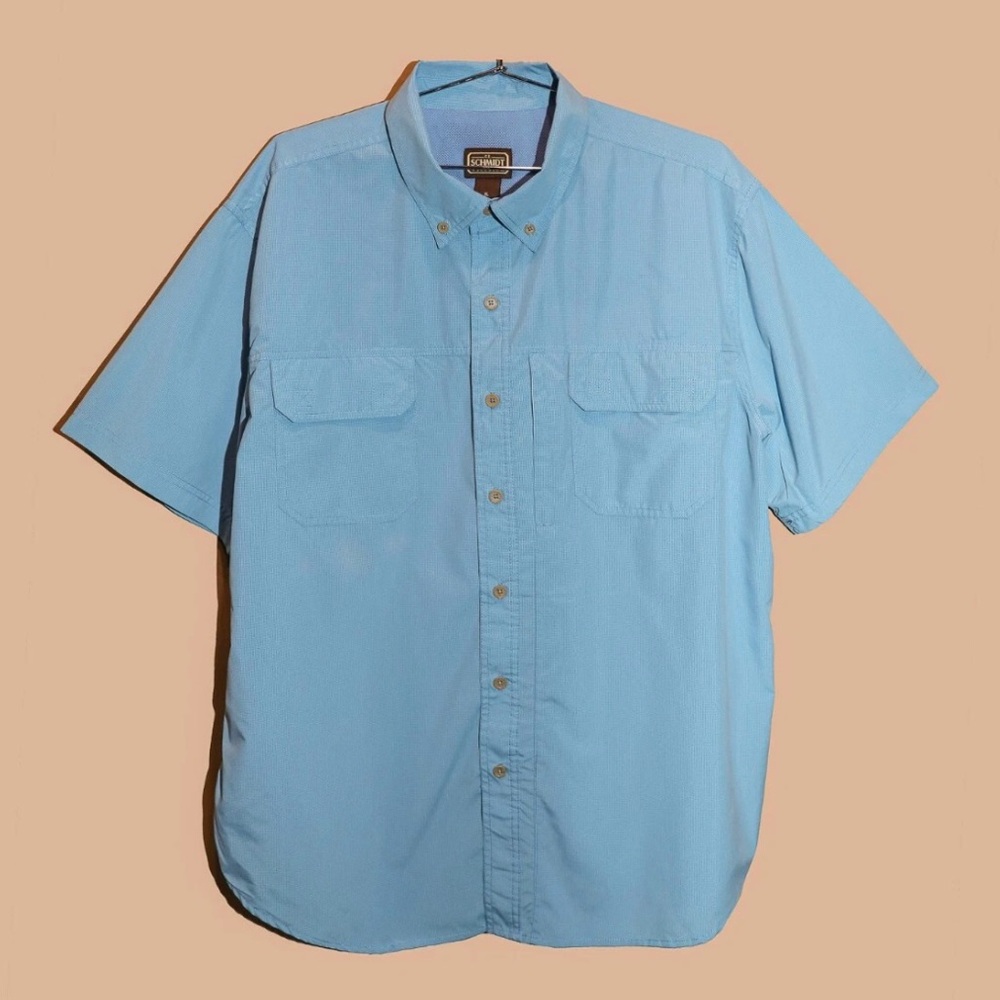 C.E. Schmidt Workwear Blue Short Sleeve Collared Shirt Size‎ XL Mens Button Down